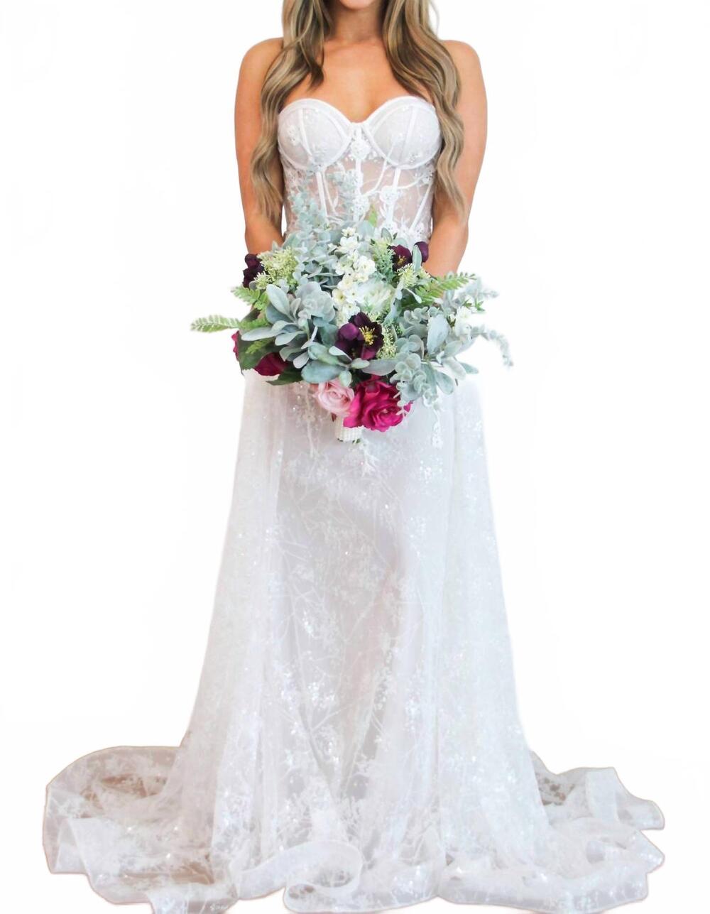 NEW CINDERELLA DIVINE sealed with a kiss bustier cape wedding dress in white